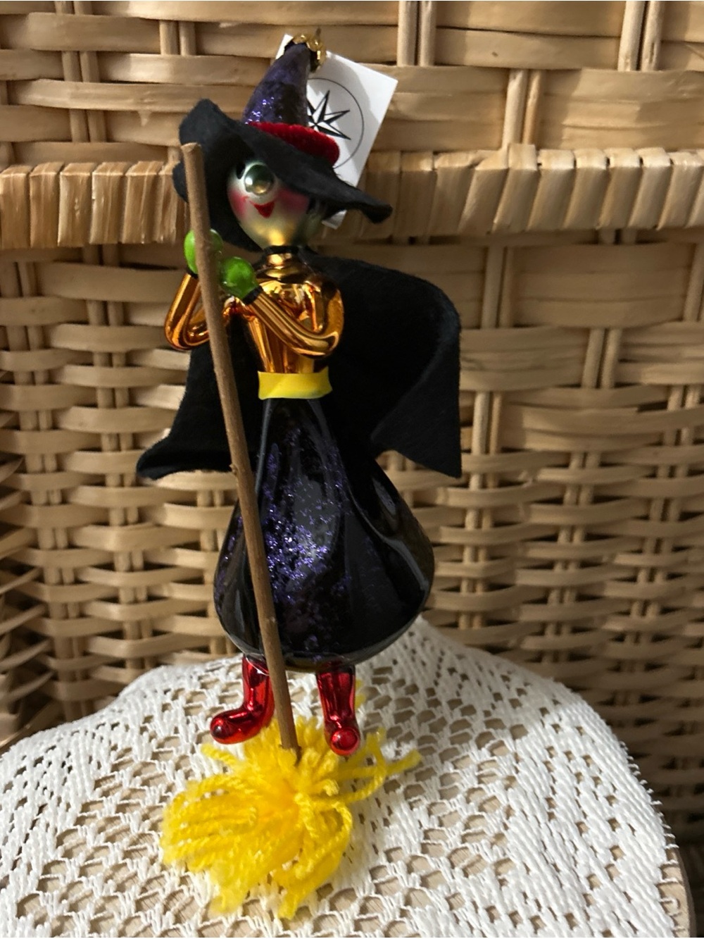 Christopher RADKO HILDA Flying Witch Italian Mouth Blown Hand Painted Ornament